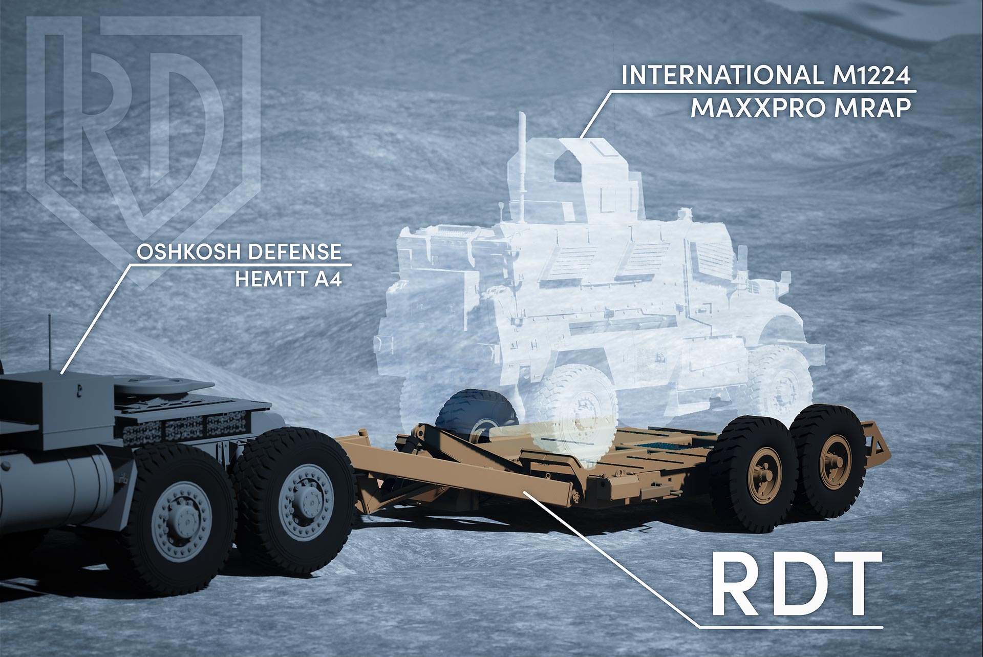 Image of RDT trailer with MRAP on it