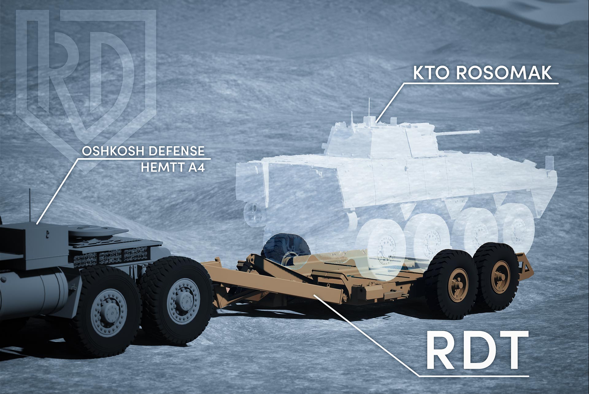 Image of RDT trailer with Rosomak on it